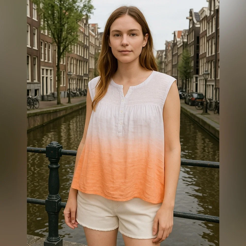 Free people little bit of something orange ombré blouse June sale